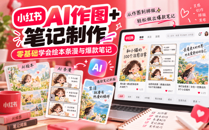 小红书AI作图+笔记制作：零基础学会绘本条漫与爆款笔记