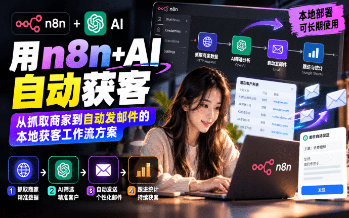 用n8n+AI自动获客：从抓取商家到自动发邮件的本地获客工作流方案