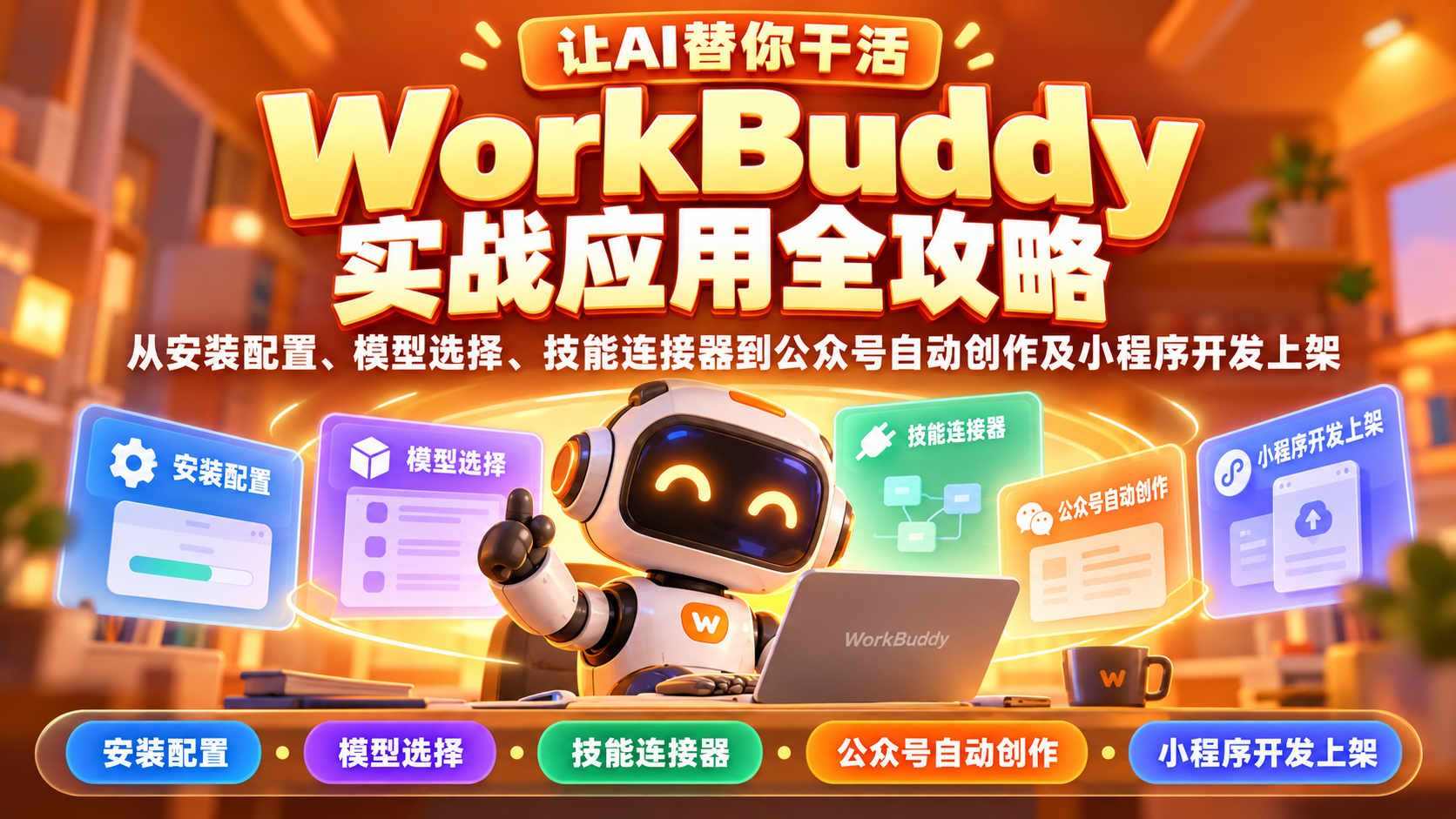 WorkBuddy实战应用全攻略：从安装配置、技能连接器到公众号自动创作与小程序上架